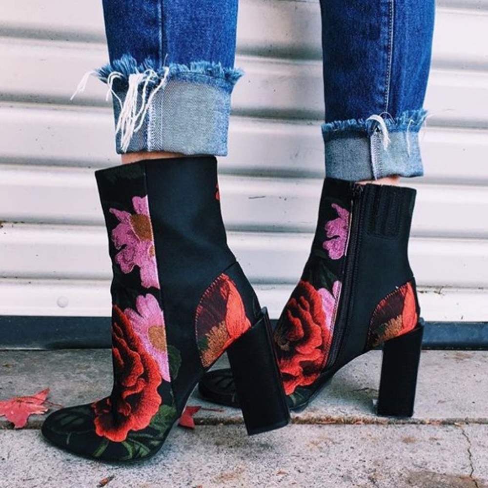 Jeffrey Campbell x LF rose print booties